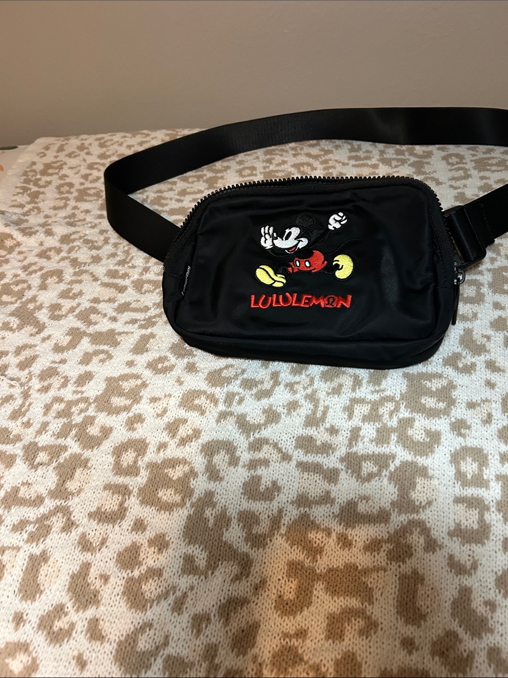 lululemon x Disney Black Mickey Embroidered Belt Bag